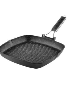 26 cm - Marmorella Bistecchiera Quadrata In Alluminio Effetto Pietra