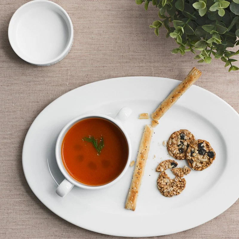 38x26.5 cm - Prime Piatto Vassoio Ovale In Porcellana - Set 6 Pz - immagine 2