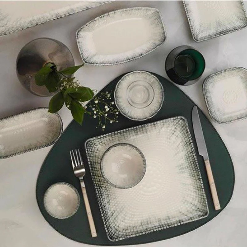 35x26 cm - Oregon Piatto Vassoio Rettangolare In Porcellana - Set 6 Pz - immagine 2