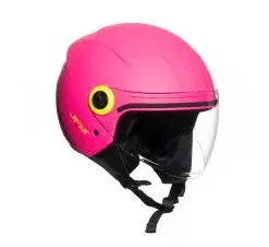 CASCO JET JFM 205 Rosa Opaco Scritta Giallo Fluo