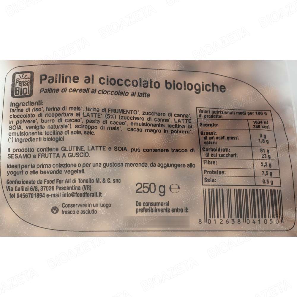 Palline di cereali al cioccolato bio 250g Pensa bio - immagine 3