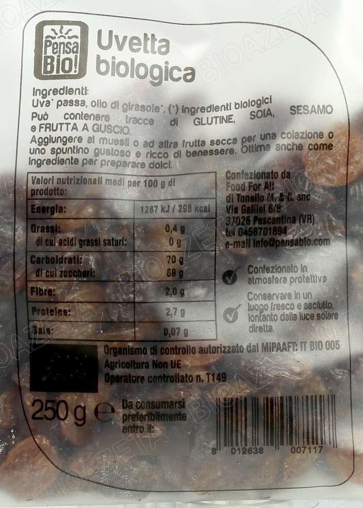 Uvetta bio 250g Pensa bio - immagine 2