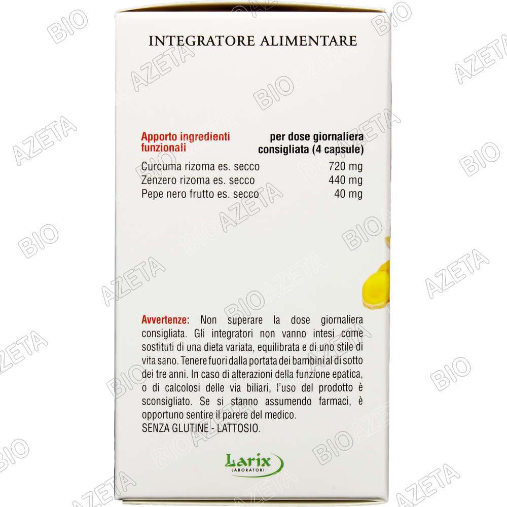 Curcuma zenzero pepe nero 60 capsule Larix - immagine 7