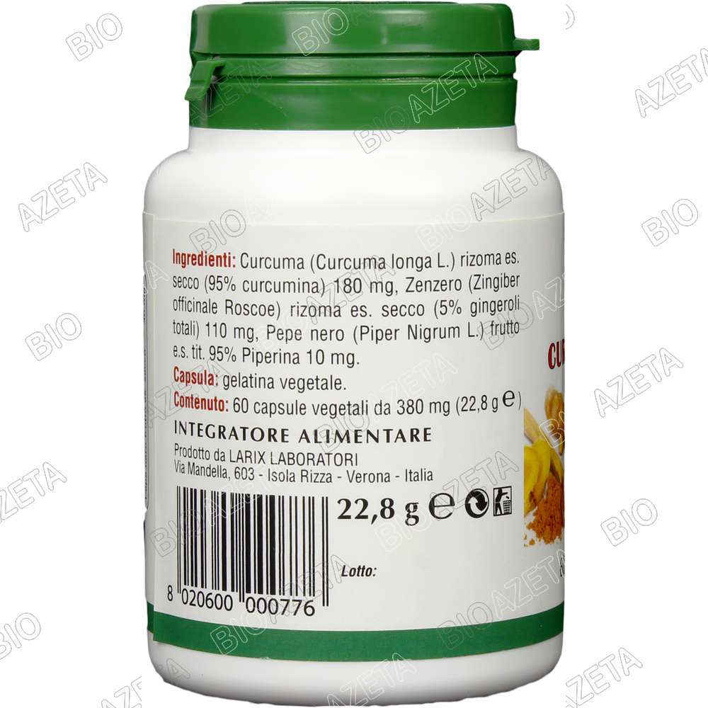 Curcuma zenzero pepe nero 60 capsule Larix - immagine 3