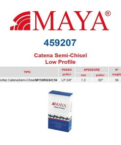 Catena confezionata LP 3/8″ 1.3 mm – .050″ 56 maglie con antirimbalzo profilo Semi tondo MAYA – 459207