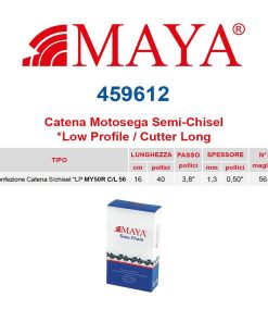 Catena confezionata LP 3/8″ 1.3 mm – .050″ 56 maglie senza antirimbalzo profilo Semi tondo lungo – 459612
