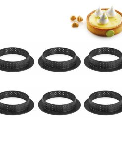 8 cm Tarte Ring Stampo Anello Microforato Antiaderente In Silicone - Set 6 Pz