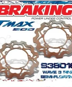 2-S38016 COPPIA DISCHI FRENO ANTERIORE DX + SX BRAKING YAMAHA XP T-MAX 500cc 2004/2007