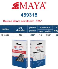 Catena 325″ 1.3 mm – .050″ 72 maglie senza antirimbalzo profilo Semi tondo – 459318